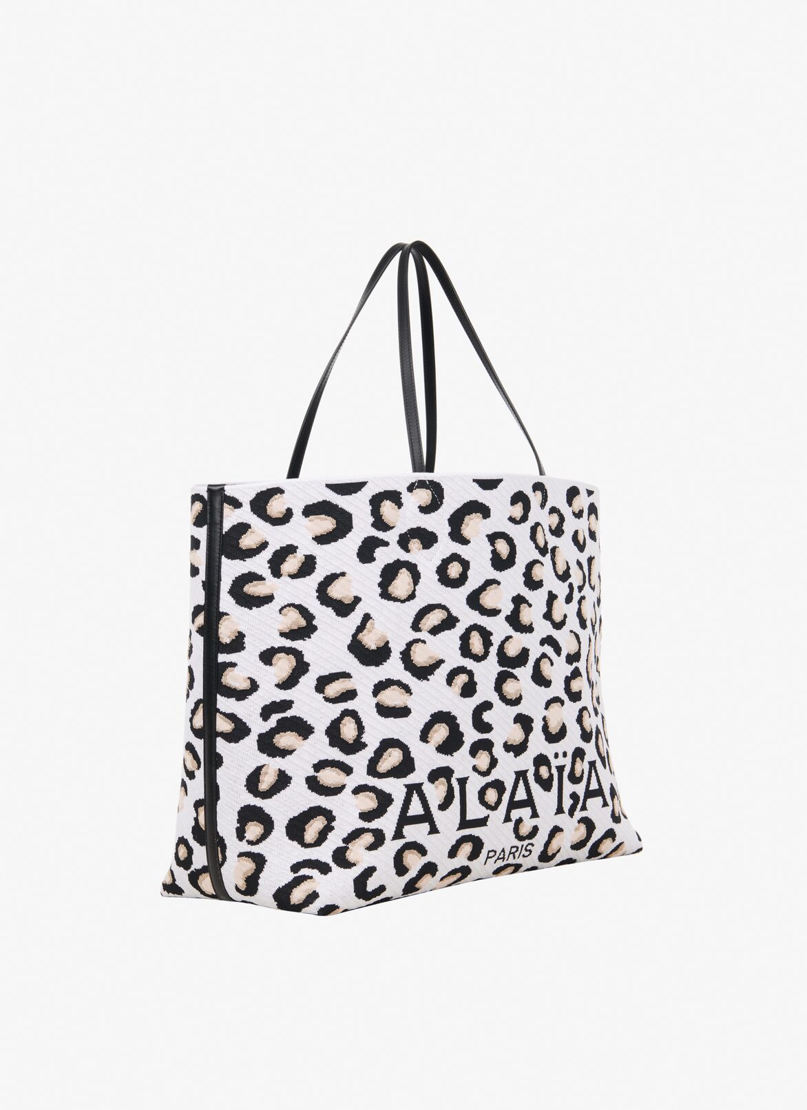 ニットラージトートバッグ ALAÏA ホワイト/ブラック ニットラージトートバッグ
